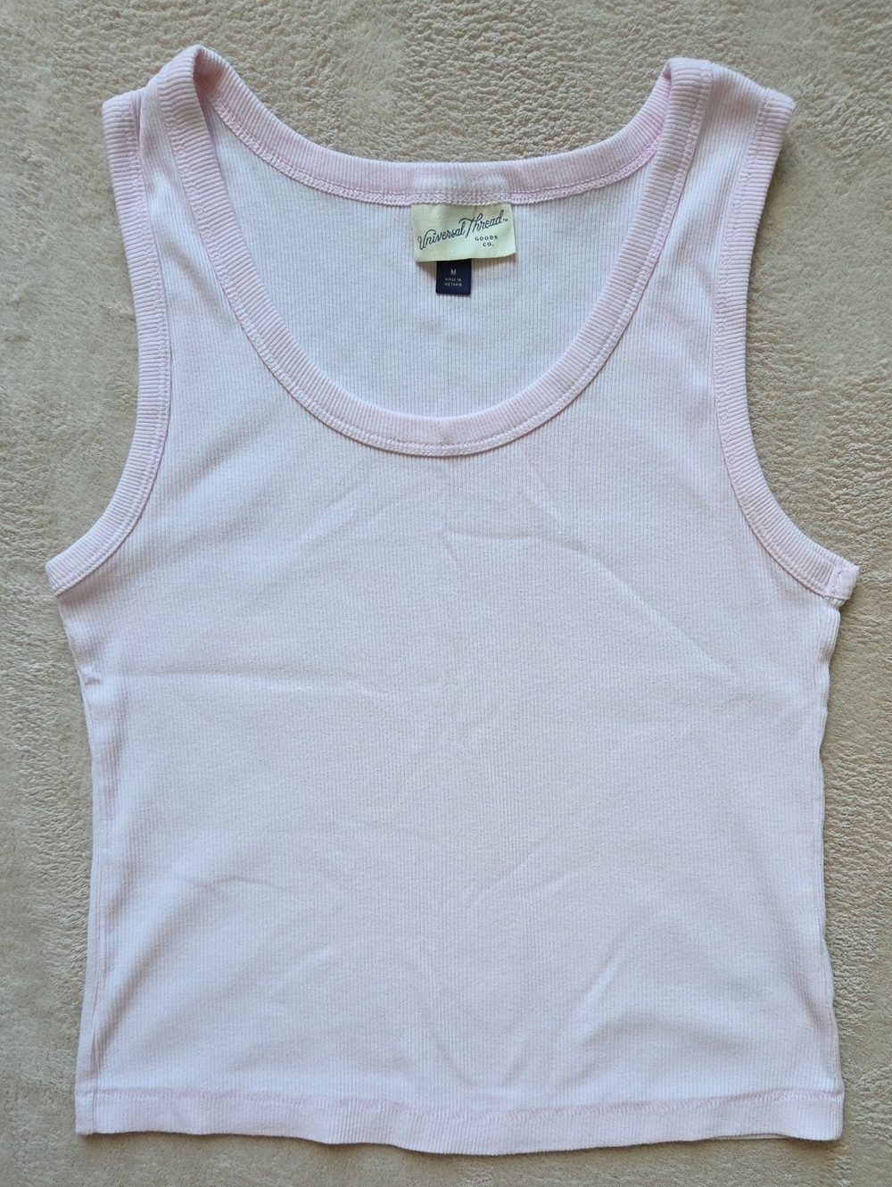 Universal Thread Light Pink Ribbed Scoop Neck Tank Light Pink Medium